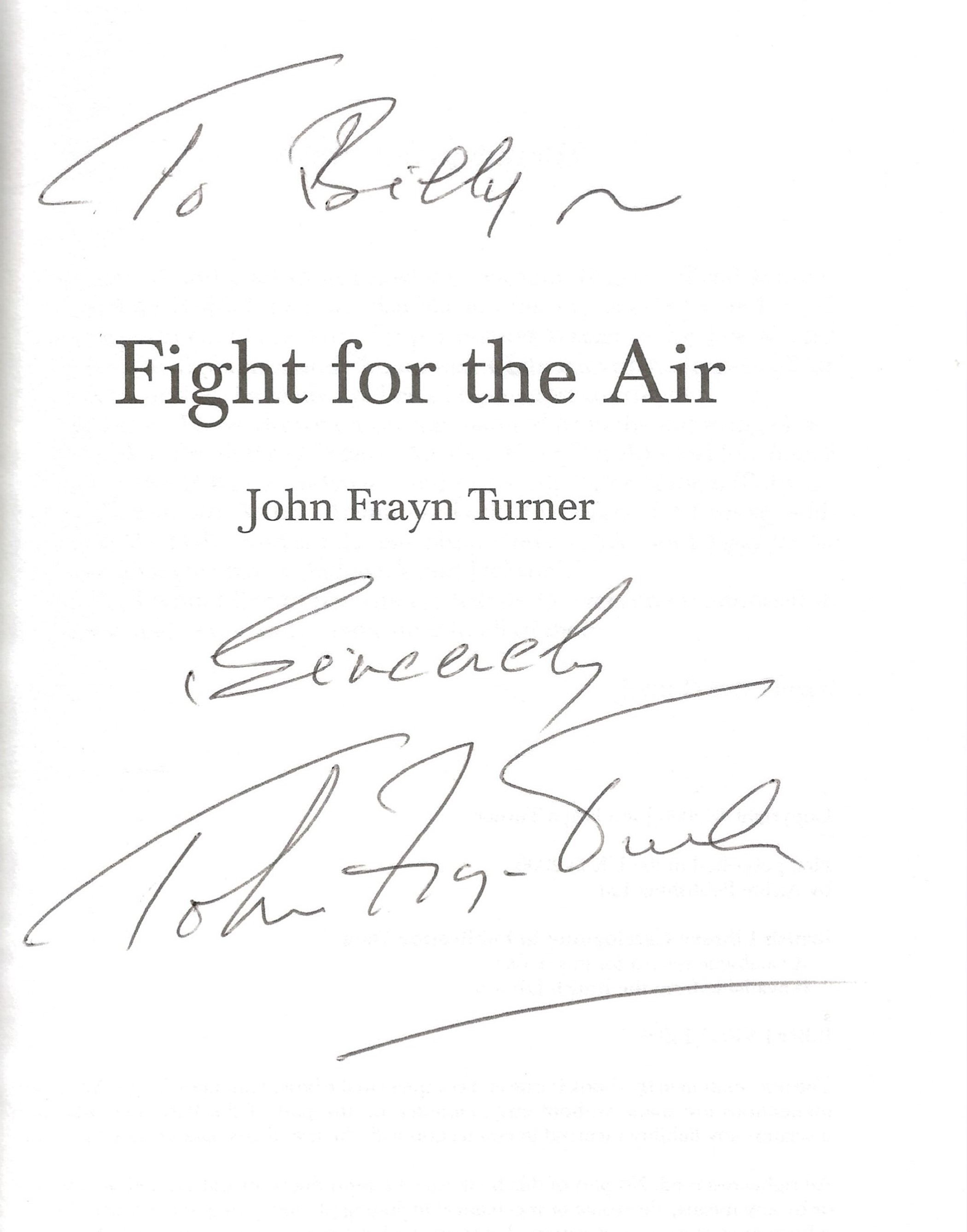 John Frayn Turner. Fight For The Air, Air Battles Of WW2. A First Edition hardback book in good