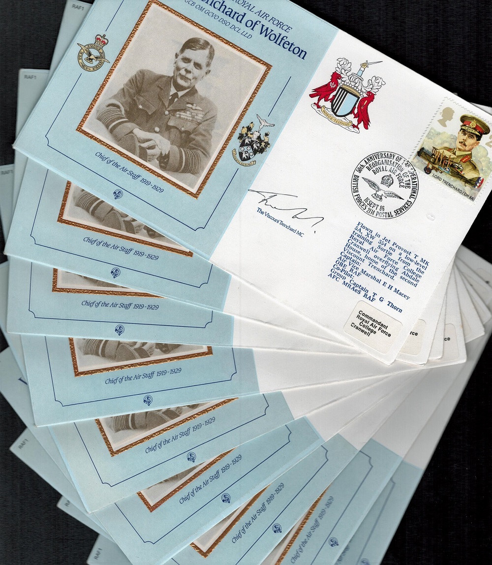 Dealers/Traders Pack of 9 Handsigned The Viscount Trenchard's Son FDCs. Titled Marshal Of The