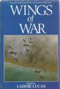 WW2 Laddie Lucas Signed hardback book. Titled Wings of War by Laddie Lucas. Signed and dated 21. IV.