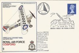 RAF Cosford First RAF Rocket mail 3rd April 1971 Unflown FDC SC19/10. Printers Colour Trials with