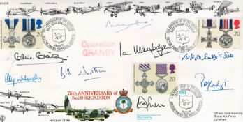 Operation Granby 75th Anniversary of No 30 Squadron multi signed FDC No 587 of 1415. Flown in