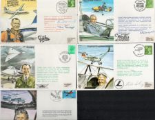 WW2 Collection of 5 RAF Flown covers. 3 Signed. 1x Wg Cdr Ken H Wallis FDC Signed by R H Dingwall