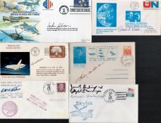 8 Handsigned NASA/Space Envelopes/Flown Covers with Stamps and Postmarks. Signatures include Jerry