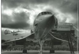 Concorde. Captain Colin Morris Hand signed 12x8 Black and White Photo. Photo shows the front