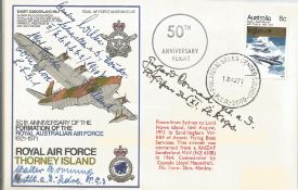 WW2 Luftwaffe Hans Rossbach multi signed cover. Hans Rossbach No 23 Royal Air Force Thorney Island