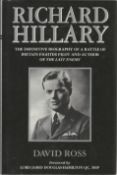 WW2. David Ross Multisigned Book Titled 'Richard Hillary' Hardback book. Signed by the Author