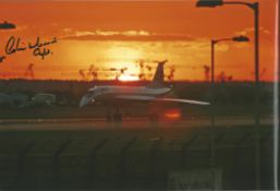 Concorde. Captain Colin Morris Hand signed 12x8 Colour Photo. Photo shows a Concorde on an Airport