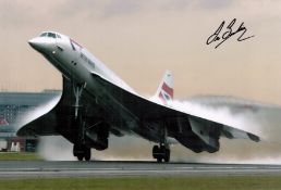 Concorde Captain Les Brodie signed 12 x 8 inch colour photo, stunning image showing the plane taking