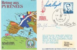 World War II Resistance Leaders Multi Signed and Flown Commemorative Cover Retour aux Pyrenees Royal
