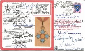 WW2 15 OBE winners multiple signed RAF medal cover. Includes Air Chief Marshal Sir H. Broadhurst,