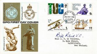 WW2. Bill Reid VC Handsigned GPO First Day Cover, With Stamps and Postmarks. Addressed to New
