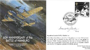 WW2 A FDC of 60th Anniversary of the Battle of Hamburg. MF7. signed by Squadron Leader D W J Butler.