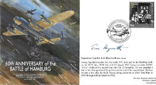 WW2 A FDC of 60th Anniversary of the Battle of Hamburg. MF7. signed by Squadron Leader A J