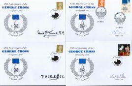 6 Handsigned 65th Anniversary of the George Cross Winners FDCs Postmarks and Official Stamps.