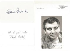 Opera singers. 6 signed items. Sir Geraint Evans, a signed 5.5x3.5 inch photo, lightly attached to