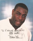 Frank Bruno signed and dedicated 10x8 inch colour photograph. Bruno is a British former professional
