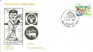 Cricket Australian FDC issued for the Test match Australia v Sri Lanka Hobart 1989. Postmarked