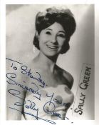 Sally Green Signed 5x4 black and white photo. Dedicated. Signed in navy fountain pen. Sally Green is