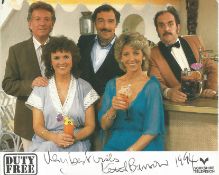 Actor Keith Barron 6x4 Duty Free Cast Card Signed Coloured Photo Pictured as David Pearce with Cast.
