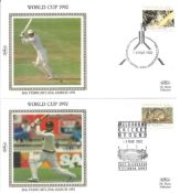 Cricket pair Australian FDC issued for the 1992 World Cup unsigned. Postmarked Canberra 10/3/1992