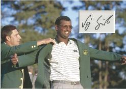 Golf Vijay Singh 12x10 matted signature piece pictured received US Masters Green Jacket. Vijay Singh
