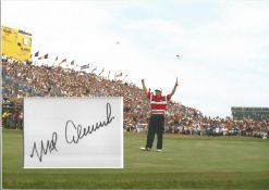 Golf Mark Calcavecchia 12x10 matted signature piece pictured after winning the 1989 Open