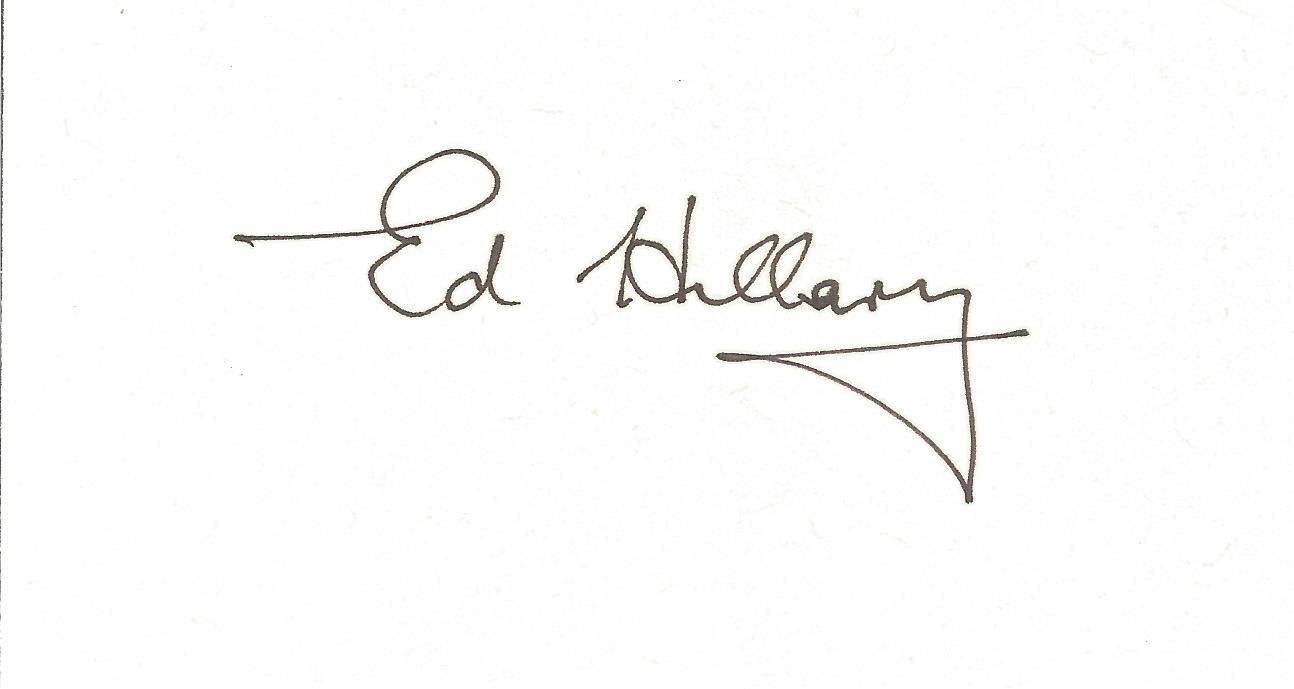 Edmund Hilary signed white card. 20 July 1919 - 11 January 2008 was a New Zealand mountaineer, - Image 2 of 2