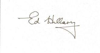 Edmund Hilary signed white card. 20 July 1919 - 11 January 2008 was a New Zealand mountaineer,