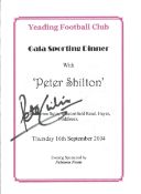 Football Peter Shilton signed Yeading Football Club Sporting Dinner Menu dated 16th September