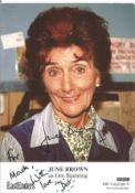 June Brown signed and dedicated 6x4 inch colour EastEnders promo photograph. Brown is an English