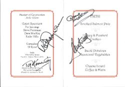 Football Spurs Legends multi signed Yeading Football Club Gala Dinner Menu dated 3rd March 2005