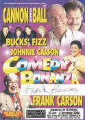 Frank Carson signed comedy evening flyer from Bournemouth, 2000. Carson was a Northern Irish