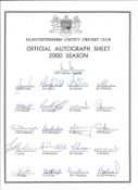 Cricket. Gloucestershire Country Cricket Club Official Autograph Sheet 2000 Season. Signatures