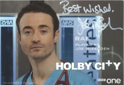 Joe McFadden signed 6x4 inch colour Holby City promo photograph, inscribed Best Wishes. From January