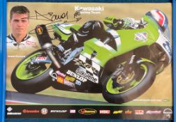 Moto GP James Ellison signed 20x14 inch Team Kawasaki promo poster. James Desmond Ellison, born 19