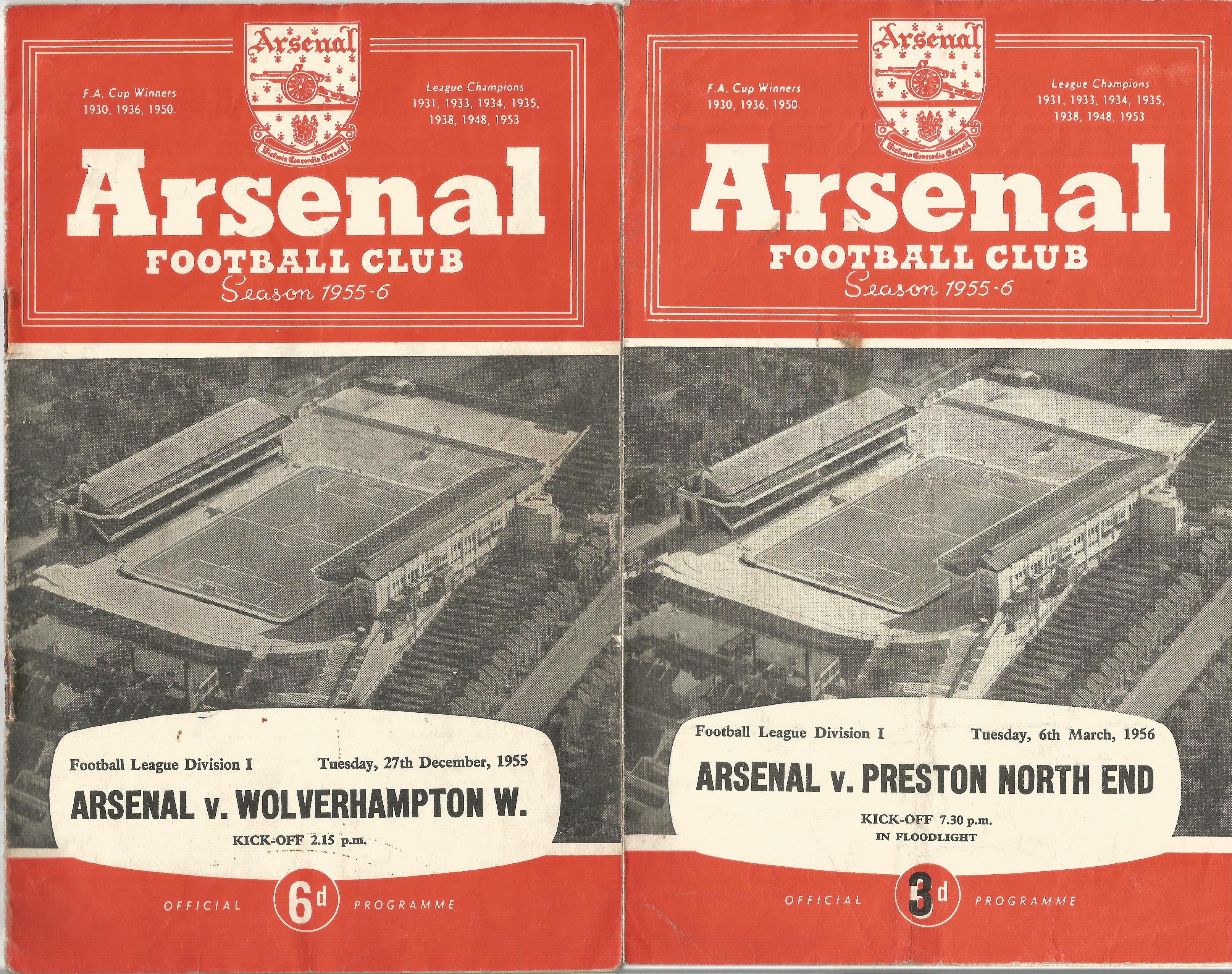 Vintage Football Programmes. 4 x Arsenal 1955/56 Season football programmes comprising v - Image 3 of 4