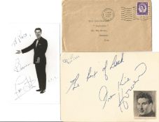 Frankie Howerd and Bruce Forsyth comedians and entertainers. A signed 7 by 5 album page and a signed