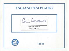 Cricket Colin Cowdrey signed 5x4 inch overall signature piece includes page cutting fixed to white