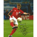 Teddy Sheringham signed 10x8 inch colour photo. Dedicated. Good condition Est.