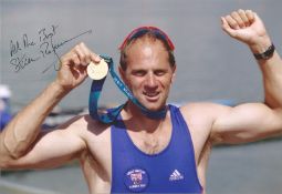 Olympics Steve Redgrave and Matthew Pinsent signed colour photos, both celebrating Gold medals 12