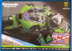 Moto GP Anthony West signed 16x12 inch Team Kawasaki promo poster. Anthony Ant Keith West, born 17
