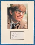 Eddie Redmayne, The Theory of Everything, autographed mounted display. A photo included. 16 x 12