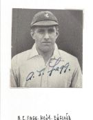 Cricket Arthur Fagg signed 4x3 inch overall black and white newspaper photo fixed to white card.
