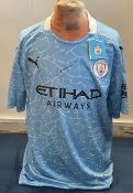 Football, Ferran Torres signed replica Manchester City home shirt, in UK size 2XL, new with tags.