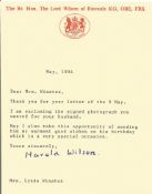 Harold Wilson signed House of Lords TLS dated May 1994 on The Rt Hon The Lord Wilson of Rievaulx