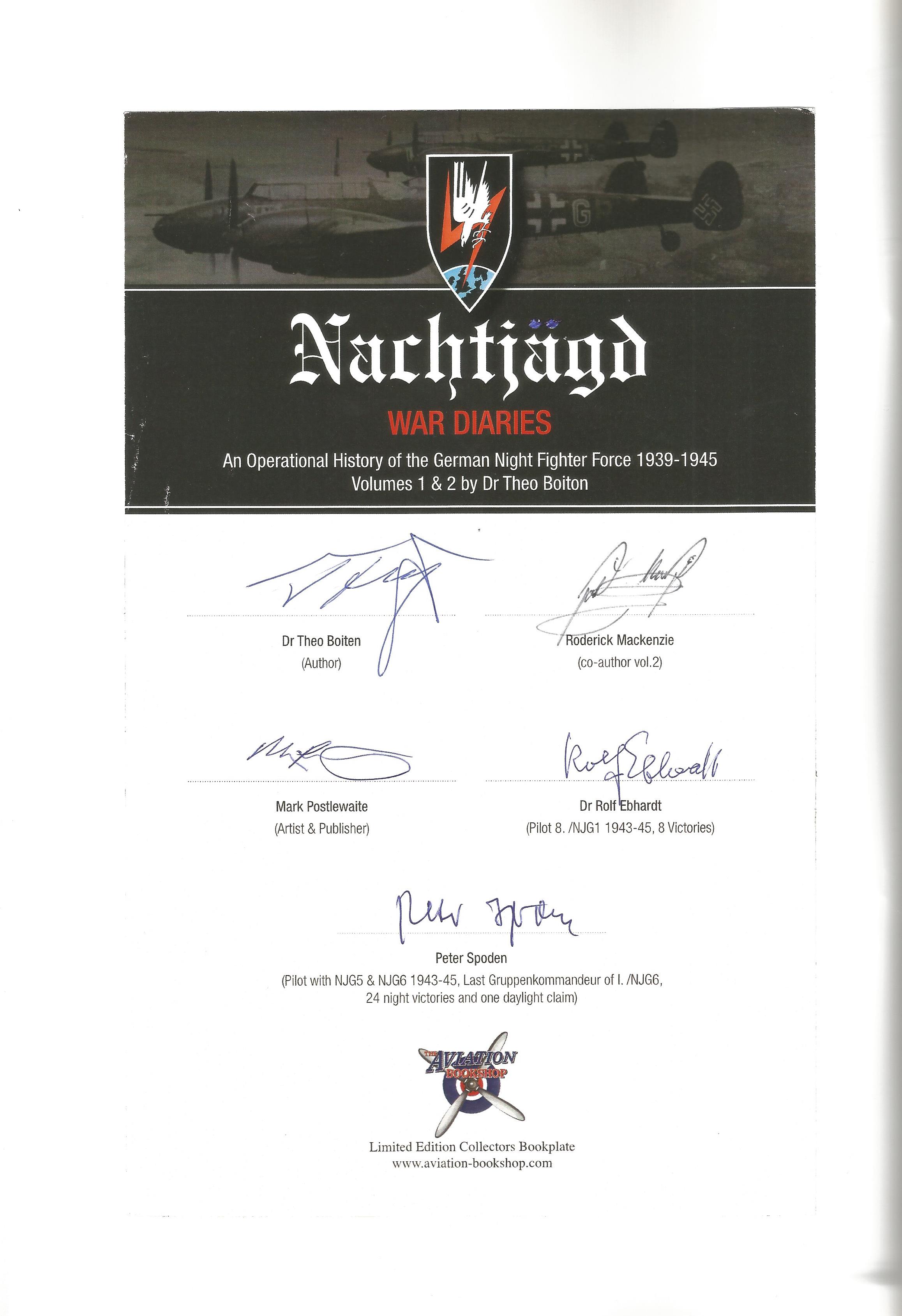 WWII multi signed Nachtjagd War Diaries Vol 1 An Operational History of the German Night Fighter - Image 2 of 4