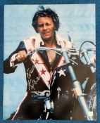 Evel Knievel 20x16 signed colour photo fantastic image of the legendary stuntman. Good condition