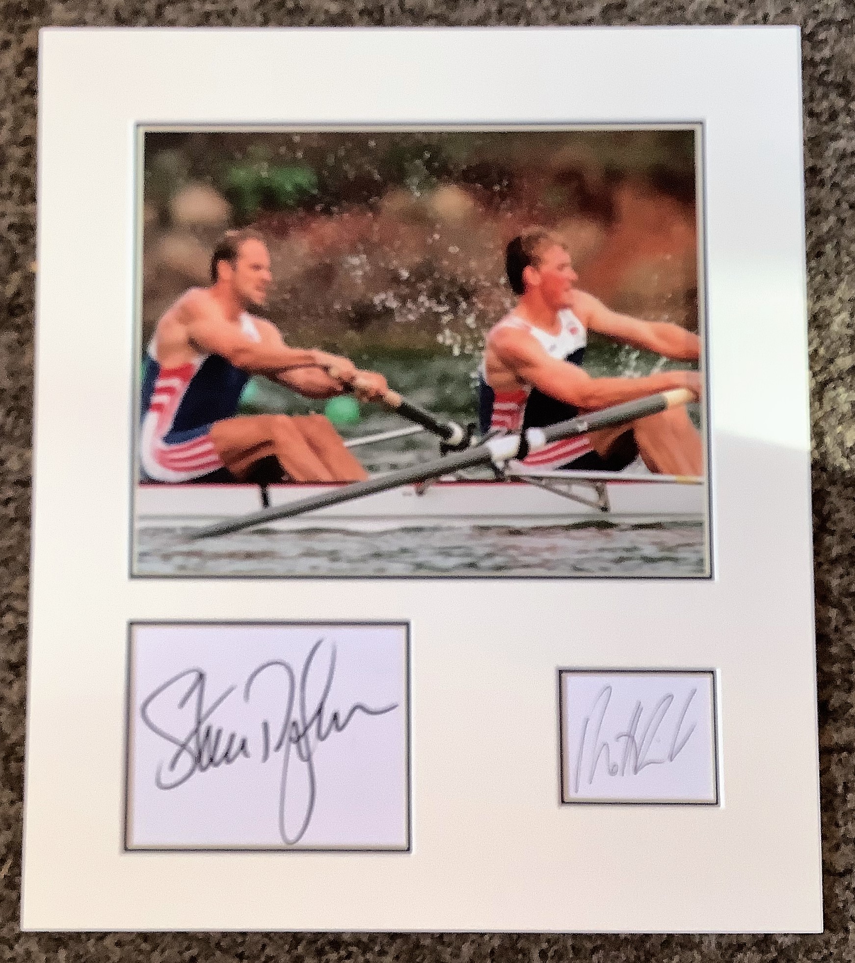 Steve Redgrave and Mathew Pinsent 14x12 approx mounted signature piece includes two signed album