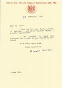 Harold Wilson. T. L. S. February 1994, Thanking His Correspondent For His Kind Remarks And Sending