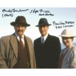 Poirot cast signed photo 8x10 photo signed by Hugh Fraser (Captain Hastings), Pauline Moran (Miss